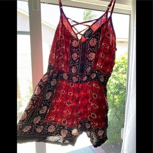 Red and black romper